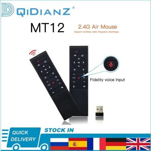 MT12 Google Voice Remote Control Air Mouse 2.4G Wireless IR learning With gyroscope For Android TV BOX Google Voice Assistant