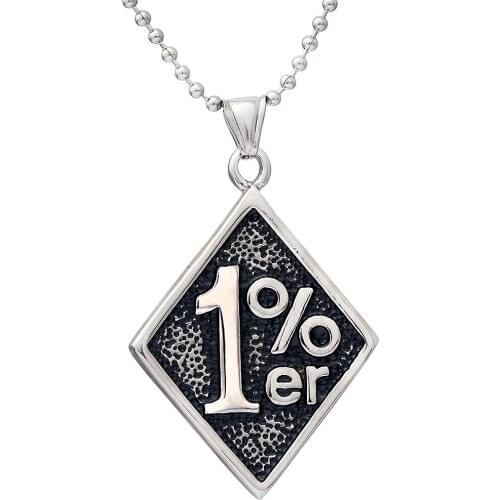 Retro 1%er Square Necklaces Chain For Men Exaggeration You're the only one Silver Color Stainless Steel pendant necklace