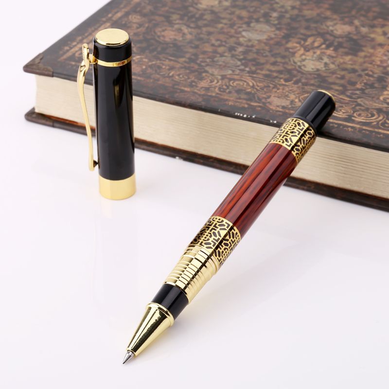 CPDD Luxury Metal Ballpoint Pen Imitation Wood Emboss Pattern Rollerball Pen Office School Stationery