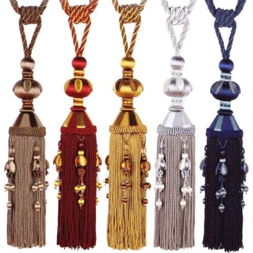 New elegant noble Luxury curtain tieback bind belt tied the rope Buckle Decor double ball crystal hanging curtain accessories