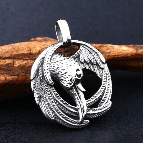 Norse Raven Viking pendant stainless steel Crow Runes Thor Hammer Mjolnir Talisman Vintage Eagle Men jewelry