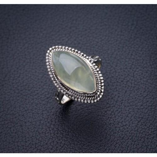 StarGems Natural Prehnite Handmade 925 Sterling Silver Ring 7 E2253