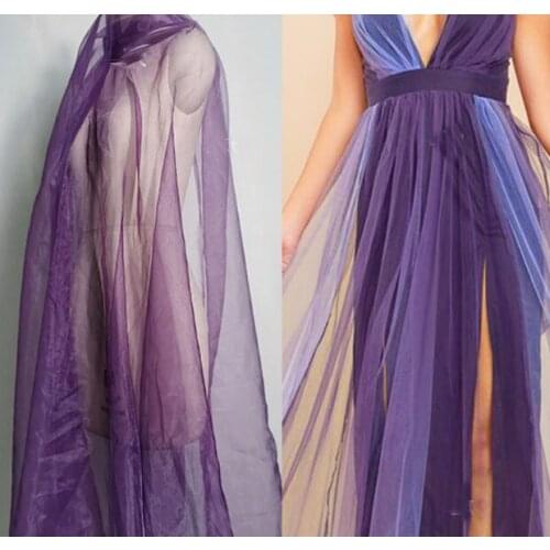 Dark purple high-density organza smooth luster silky creative fabric for clothing