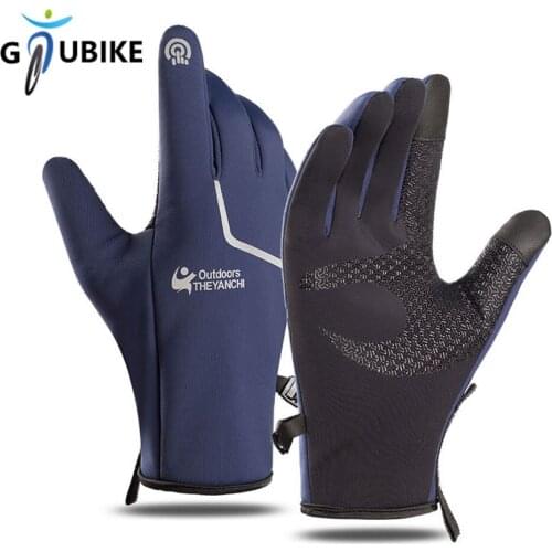GTUBIKE Thermal Cycling Gloves Fleece Bike Gloves Outdoor Sports Fitness Gloves Winter Full Finger Warm Riding Fishing Gloves