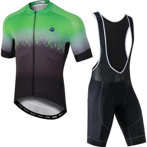 YOCENE Gradient Green Bicycle Set Men Mountainbike Clothing Cycling Shorts Sleeve Wear