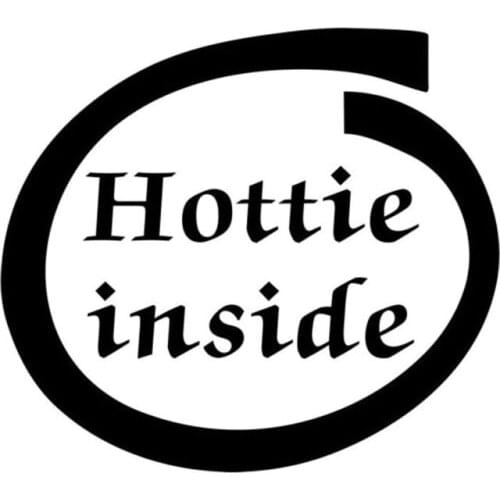 15.5X13.8CM HOTTIE INSIDE Funny Black/Silver Vinyl Decal Car Sticker