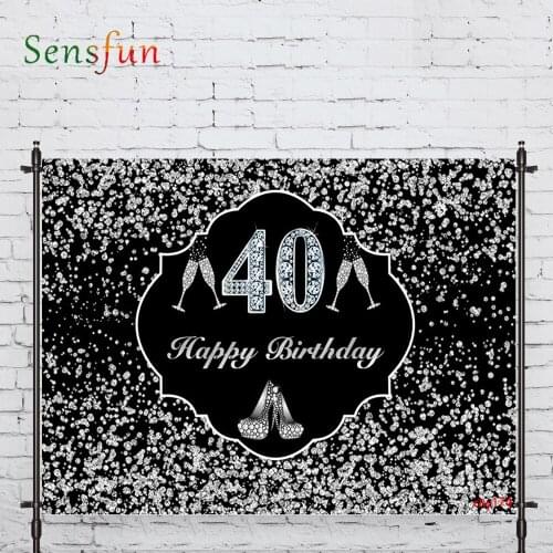 LEVOO Background For Photo Studio 40th Birthday Goblet Diamond Silver Photocall Photobooth Decor Studio Custom Shoot Prop
