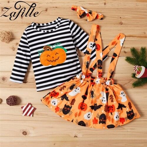 ZAFILLE 0-2Y Toddler Baby Girl Clothes Pumpkin Cat Halloween Costumes For Girls My First Halloween Outfits Chidlren Dress
