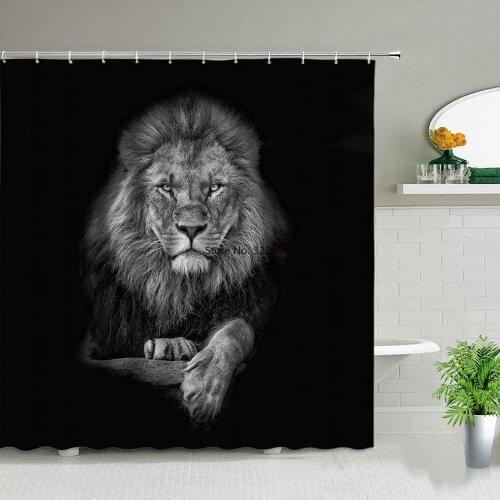 Africa Animals Elephant Lion Zebra Leopard 3d Printing Shower Curtains Waterproof Bathroom Curtain Set Bathtub Decor With Hooks