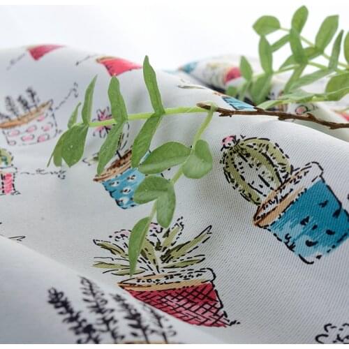 European and American Style Cartoon Curtains Blackout Curtains for Childrens Room Bedroom Study Potted Printing Curtains Custom