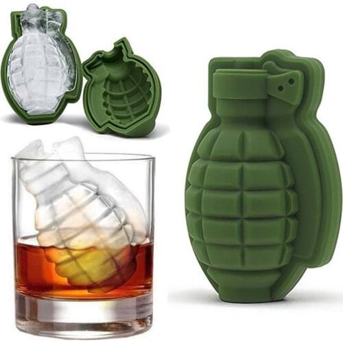 Green Grenade Shape 3D Ice Cube Mold Maker Bar Party Silicone Trays Mold Tool Gift Fruit Ice Cube Maker Bar Kitchen Accessories