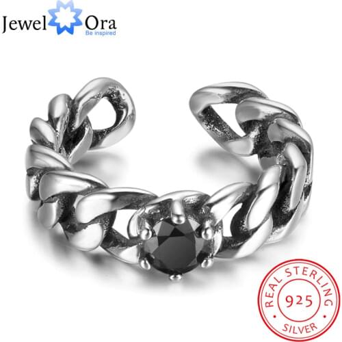 Genuine 925 Trendy Sterling Silver Ring Round Jewelry Women Rings For Party (JewelOra RI102710)