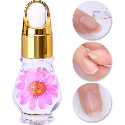 1 Bottle 15ml Dry Flower Nutritional Nail Cuticle Oil Fresh Flavor Manicure Nail Art Care Tool Accessory Random Color