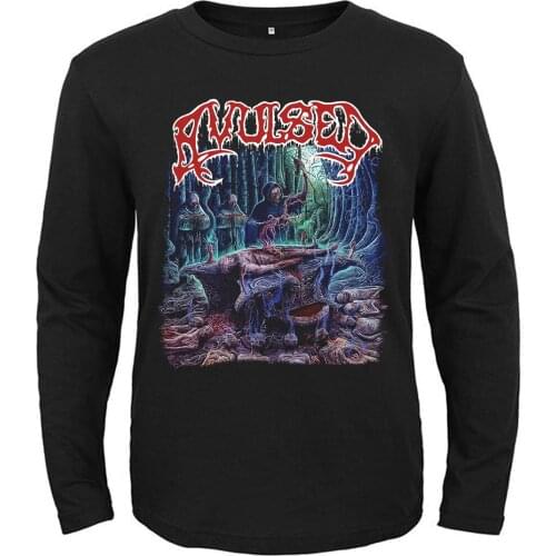 10 Designs Avulsed Spanish Death Rock Band Demon Men Women Full Long Sleeves Shirt Black Metal Tee Fitness Rocker