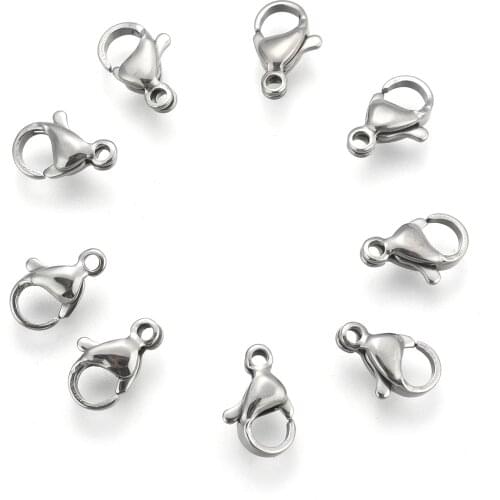 100pcs 304 Stainless Steel Lobster Claw Clasps Hook For Bracelet Necklace Chain End Connectors Jewelry Making Accessories