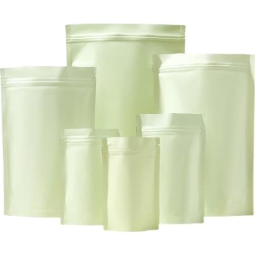 100Pcs Matte Pink Yellow Aluminum Foil Bag Stand Up Reclosable Tear Notch Zip Lock Snack Candy Nut Reusbale Packaging Pouches