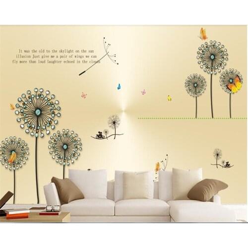 Beibehang 3d mural Custom Floral wallpaper beautiful silk jewelry dandelion romantic background wall wallpaper for bedroom walls