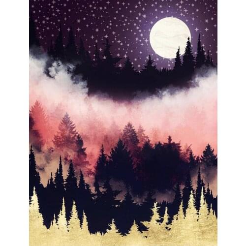 Evening Glow Abstract Canvas Painting Sunset Galaxy Printing Nebula Moon Pictures Wall Art Bedroom Picture For Living Room Decor