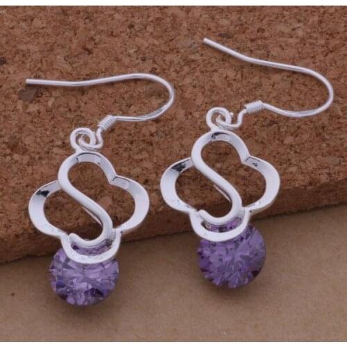 AE135 Hot sterling earrings , fashion jewelry , cloud inlaid purple stone /bzmakqta ajyajbfa silver color