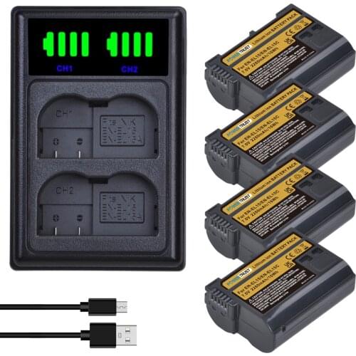 EN-EL15C EN-EL15 Rechargeable Battery and Charger for Nikon Z5 Z6 Z6 II Z7 Z7 II 1 V1 D500 D600 D610 D750 D7000 Digital Cameras