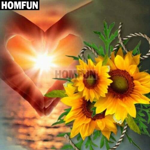 HOMFUN Full Square/Round Drill 5D DIY Diamond Painting "Sunflower hand" Embroidery Cross Stitch 5D Home Decor Gift A02709