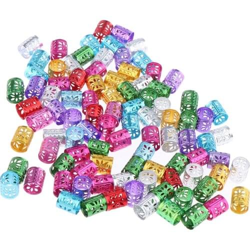 100pcs Pro Hair Cuffs Aluminum Dreadlock Beads For DIY Hairstyle Braids Tail