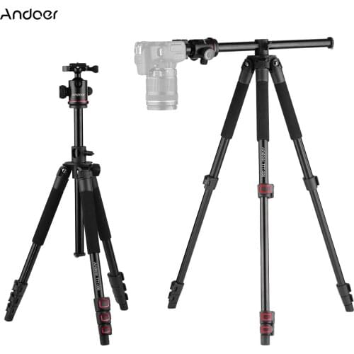 Andoer TTT-006 164cm/65 Inch 4-Section Extendable Aluminum Alloy Camera Video Tripod+Ball Head for DSLR ILDC Cameras Load 8kg