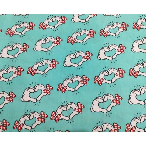 Cartoon white Gloves Printed Fabric 100%Cotton Fabric Sewing Material For DIY Boys Clothing Handbag Cushion cover Curtain