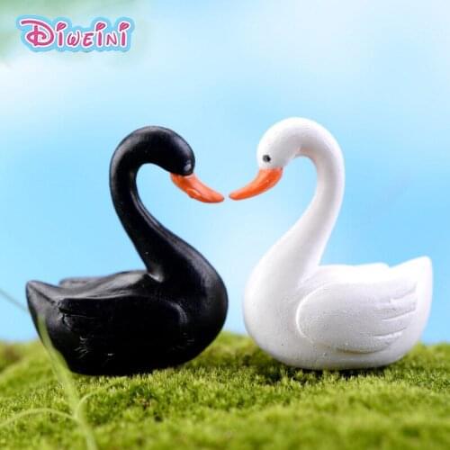 Black White Swan Miniature Cartoon Animal Duck model Girl Boy toys anime Figurine baby home decoration PVC craft free shipping