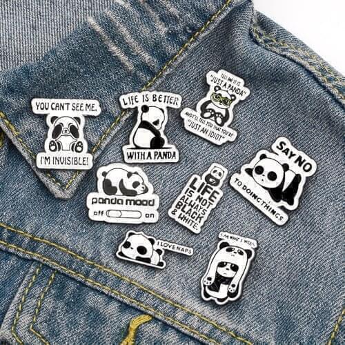 I Love Naps Enamel Wild Panda Brooch for Woman Cute Badge Collar Shirt Enamel Pin Brooches for Men Metal Pin Jewelry Accesorios
