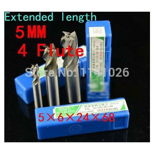 10 pcs/set 5mm four 4 Flute HSS & Extended Aluminium End Mill Cutter CNC Bit Milling Machinery tools Cutting tools.Lathe Tool