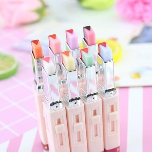 1PCS Fashion Korean Lipstick V Cutting Two Tone Tint Silky Moisturzing Nourishing Lipsticks Balm Lip Cosmetic Gradient Color