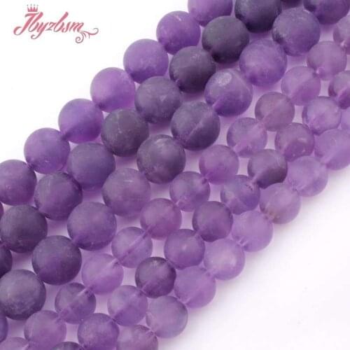 8mm 10mm Frost Round Purple Amethysts Beads Natural Stone Beads For DIY Necklace Bracelets Jewelry Making 15" Free Shipping