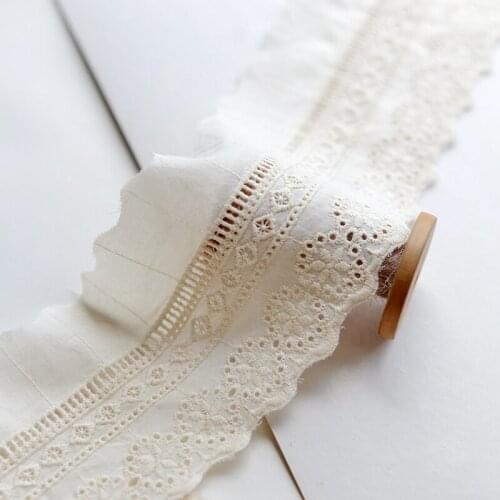 2Meters/lot 9.5cm wide High quality natural white cotton lace trim AC351