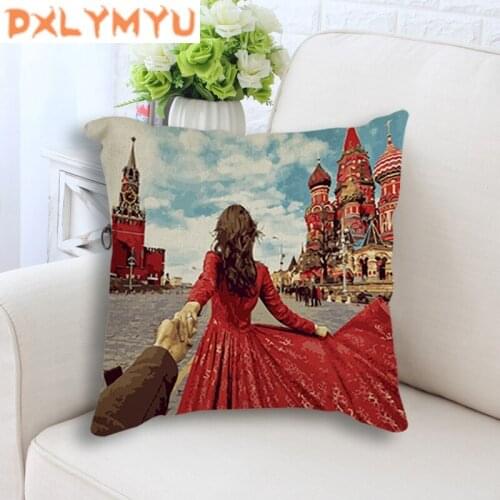 Linen Cotton Pillow Covers Portrait Oil Painting Cushion Cover Throw Pillow Case 45x45 Decorative Cushion for Sofa Home Decor