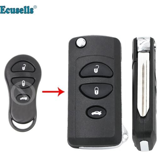 Modified 3 Button Folding Flip Remote Key Shell Fob Case for Chrysler Dodge Voyager Neon PT Cruiser Remote
