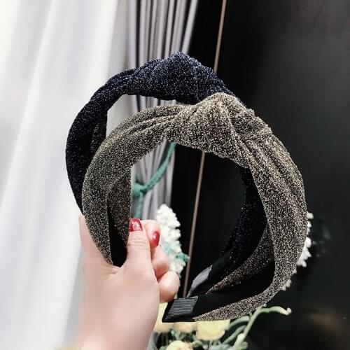 Fashion Girls Pretty Hairbands High Quality Top Shining Luxury Striped Headband Women Hair Hoop Golden Velvet Hair Accessories