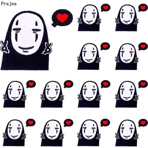 Prajna 10 PCS Spirited Away Patches On Clothes Iron On Embroidered Patches For Clothing No Face Man Patch Applique Badges