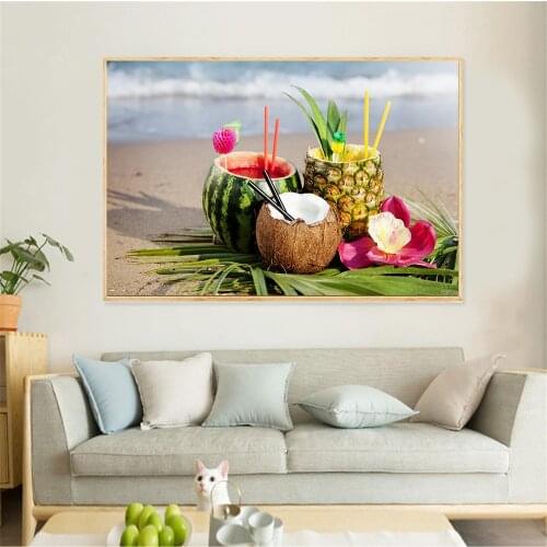 Nordic Wall Painting Living Room Decoration Kitchen Decor Summer Beach Lemon Drink Fruit Juice Painting Food Posters and Prints