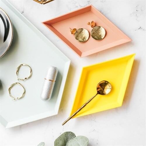 Nordic Storage Tray Innovative Candy Color Combination Desktop Fruit Cake Dish Snack Bowl Jewelry Display Plate 4pcs