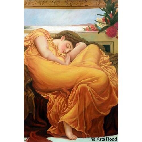 Wholesale Female Canvas Wall Painting Flaming June by Lord Frederic Leighton Portrait Art Handpainted