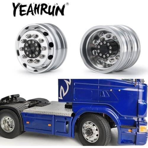 YEAHRUN CNC Metal Alloy Front&Rear Wheel Hub Rims for 1/14 Tamiya RC Car Tow Drag Trailer Tractor Truck Upgrade Parts