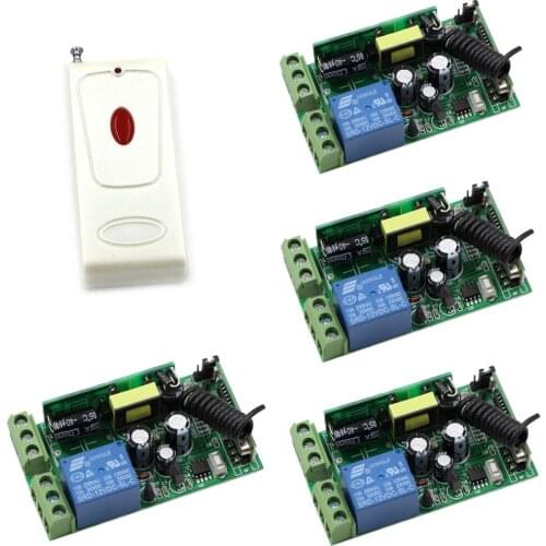 AC 85-250V Wireless Remote Control Switch Radio Light Switch 1CH Relay Wireless Remote Power ON OFF 4 X Receiver + Transmitter