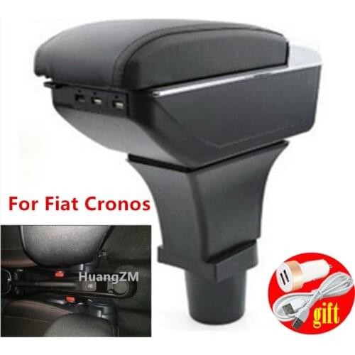 For Fiat Cronos armrest box central Store content Storage box armresrt with cup holder ashtray products USB interface