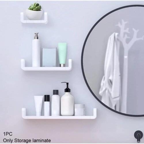 Bathroom Shelves Storage Shelves Waterproof Wall Mount Shelves White Plastic Bathroom Accessories Free Punch