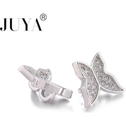 Supplies For Jewelry Wholesale High Quality Copper Metal Inlaid AAA Zirconia Butterfly Charm Connectors For Making Jewellery