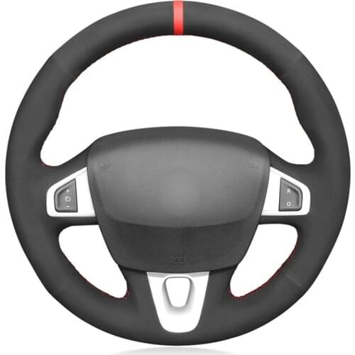 Hand-Stitched Black Suede Car Steering Wheel Covers For Renault Megane 3 (Coupe) RS 2010 2011 2012 2013 2014 2015-2016