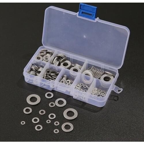 360pcs M3 M4 M5 M6 M8 M10 Stainless Steel Washer Plain Washer Kit Screw Fastener Hardware Assortment Accessories