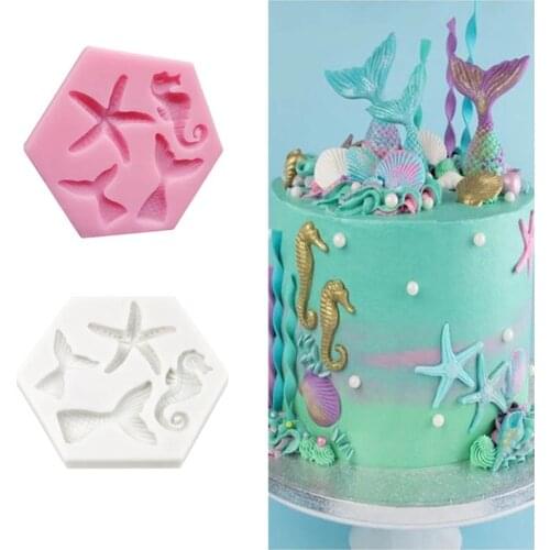 Mermaid Fish Tail SeaStar Silicone Mold Fondant Sugar Cake Chocolate Molds Cake Decorating Tool DIY Handmade Kitchen Accesories