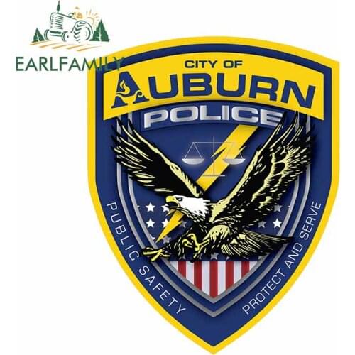 EARLFAMILY 13cm x 10.6cm For Police City of Auburn Car Sticker Sunscreen Decal Car Styling Vinyl Material Waterproof Decoration